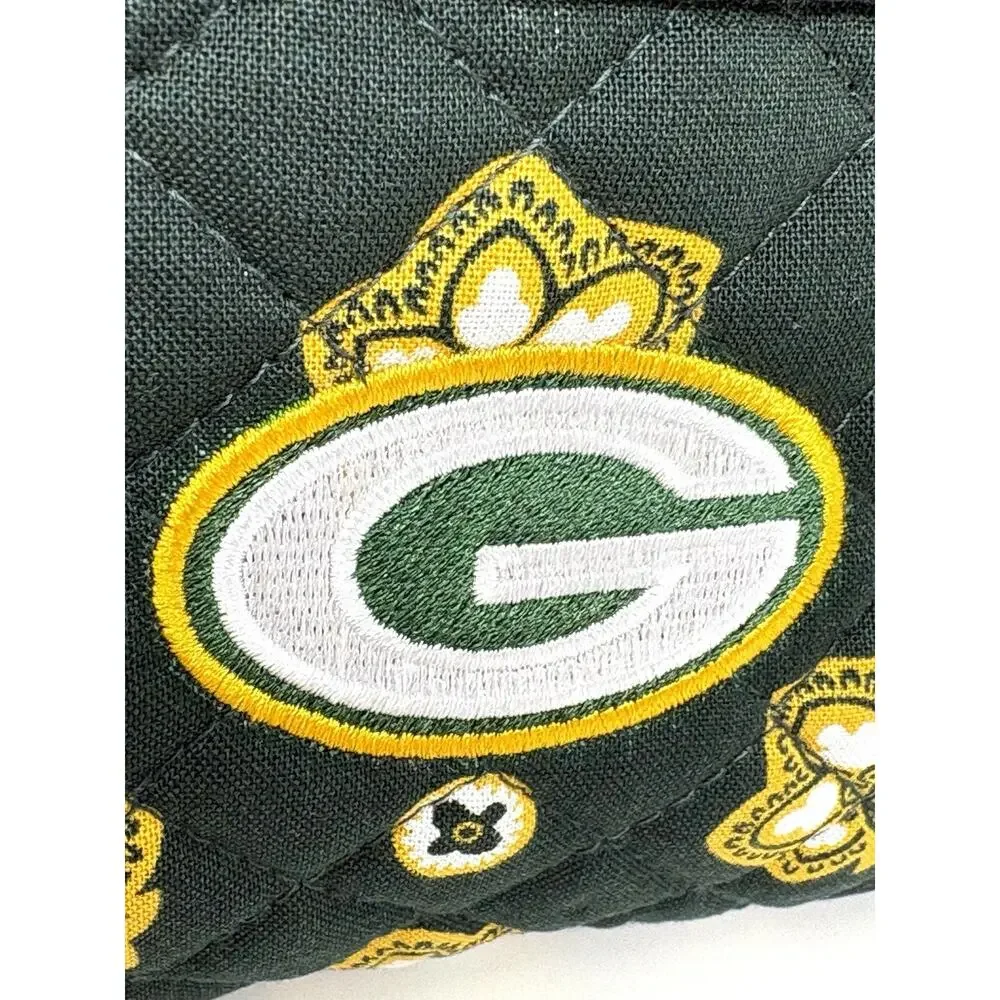 Vera Bradley NFL Green Bay Packers Makeup Medium Cosmetic Bag Pouch Quilted NWT